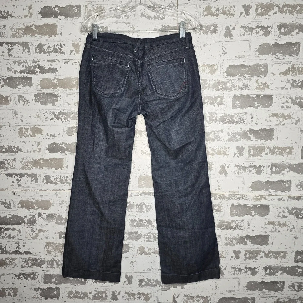 Banana Republic Jeans Womens 02P Premium Denim Modern Wide Leg Dark Blue‎ Wash